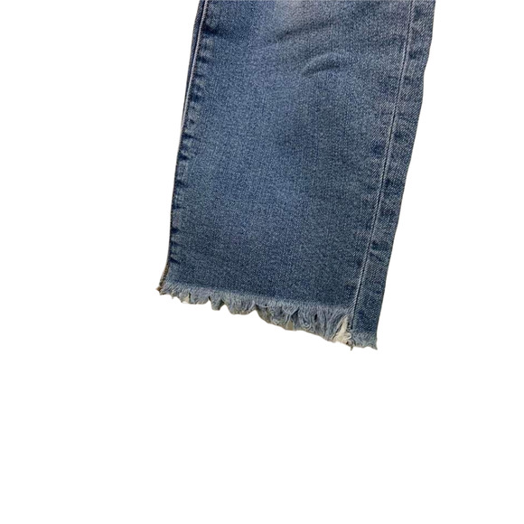 Gap Denim Girlfriend Medium Indigo Wash Raw Hem Distressed Size 34 #256655 - Picture 2 of 6